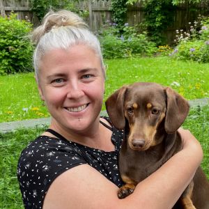 Casey with Finnegan the Dachshund