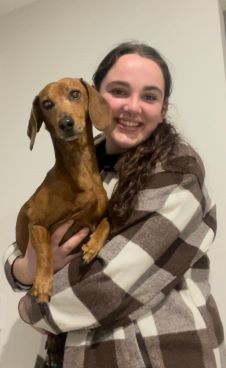 Briony with Miss Daphne the Dachshund